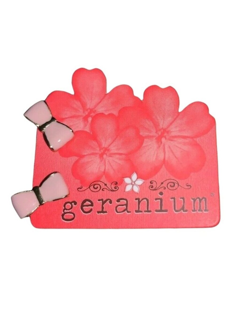 Geranium Earrings Studs Pink Enamel Gold Bows Cute Twee Kidcore